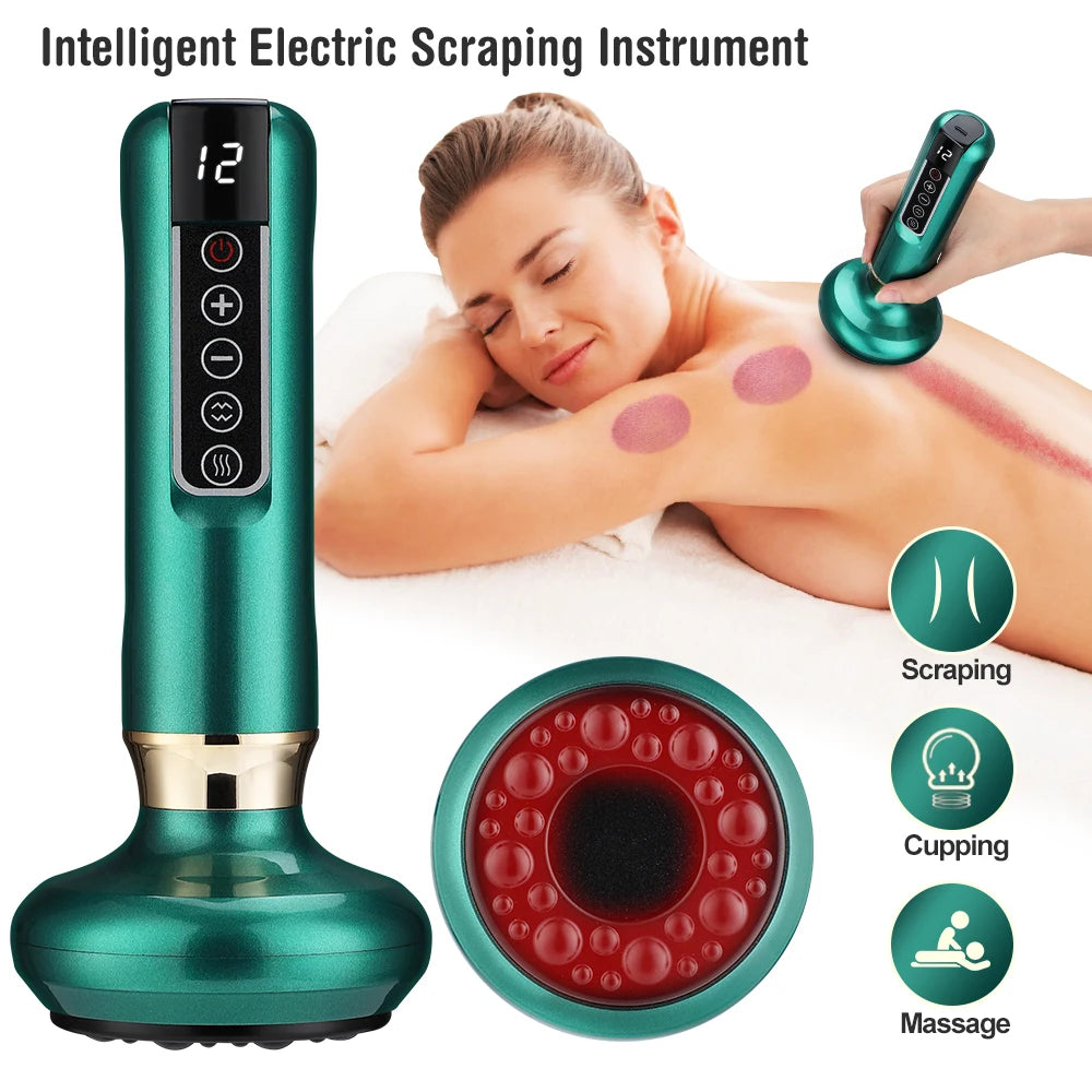 6/12 Speed Electric Cupping Massager Vacuum Suction Cup GuaSha Anti Cellulite Beauty Health Scraping Infrared Heat Body Slimming