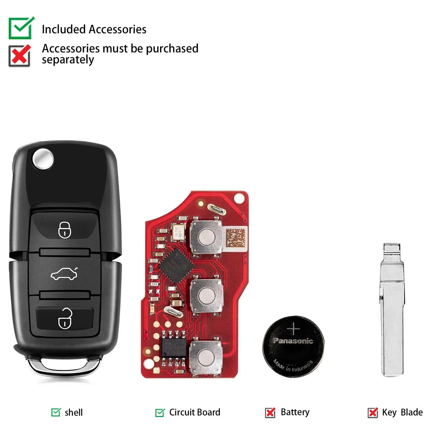Xhorse XKB520EN 2nd Generation Wire Remote Key B5 Type Supports Wireless Programming 5pcs/lot