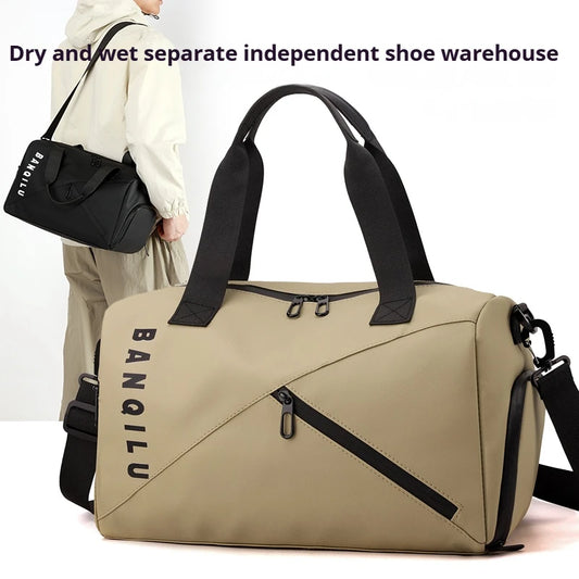 Unisex Large Capacity Handbag Crossbody Shoulder Bag Water-resistant, Gym Bag, Travel Bag for Men, Also Fits on Luggage Trolley