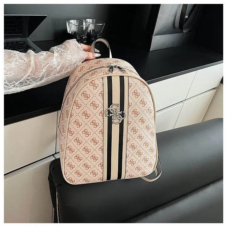 Luxury large capacity outdoor travel handbag, modern trendy women's backpack, classic design zipper shoulder bag