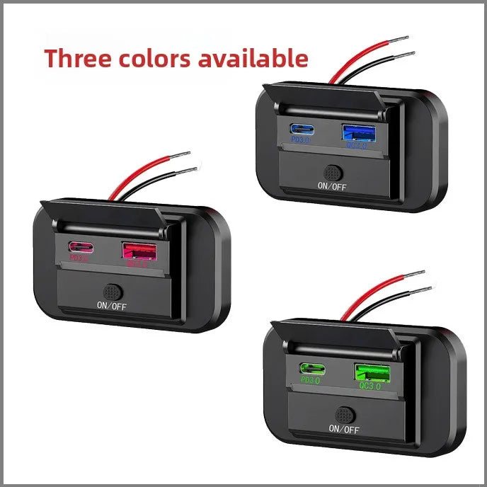 PD QC3.0 Car Charger Socket Quick Charge 12V/24V For Motorcycle Auto Truck ATV RV Bus Dual USB Power Adapter Outlet With On/Off