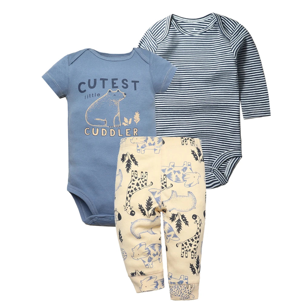 2026 Baby Boys Girls Clothes Set 100% Cotton Baby Bodysuits Baby Pants Summer Cartton Newborn Baby Clothes Infant Bebe Clothing