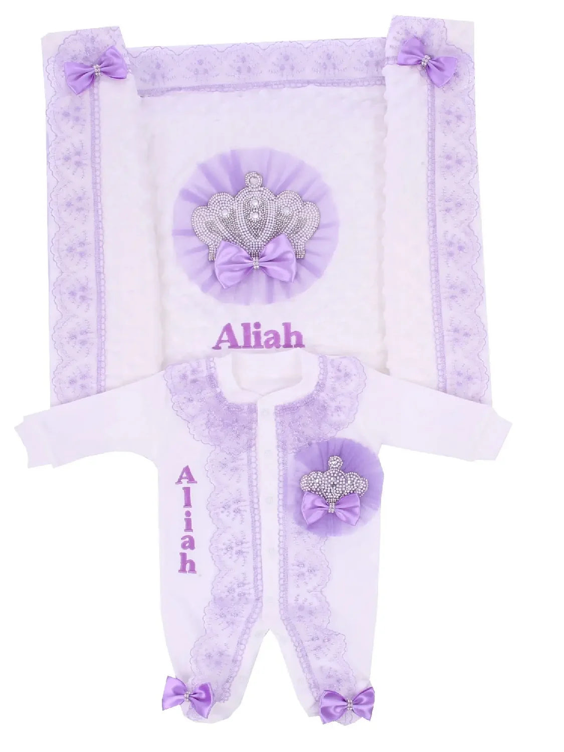 Dollbling Newborn 5pcs Layette Outfits Set Baby Tuxedo Outfit 0-3M Handmade Embroidery Wheat Jewels Crown Parajams Gift Set