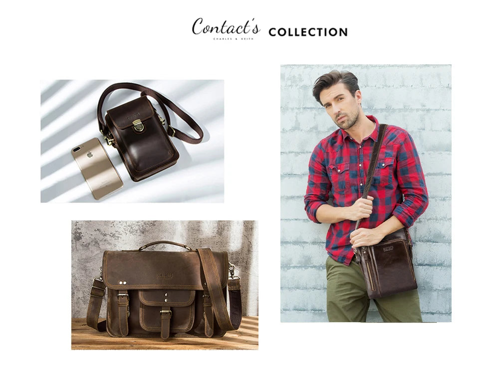 CONTACT'S Genuine Leather Men Wallet Vintage Trifold Hasp Wallet Zipper Coin Purse Card Holder Money Clip Men's Wallets