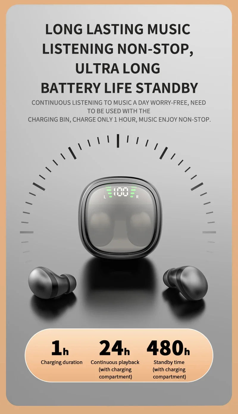 Mini Wireless Bluetooth 5.3 Headset Small Earbuds Sleep Sports Invisible Headphones HD HIFI Bass Sound Quality Earphones