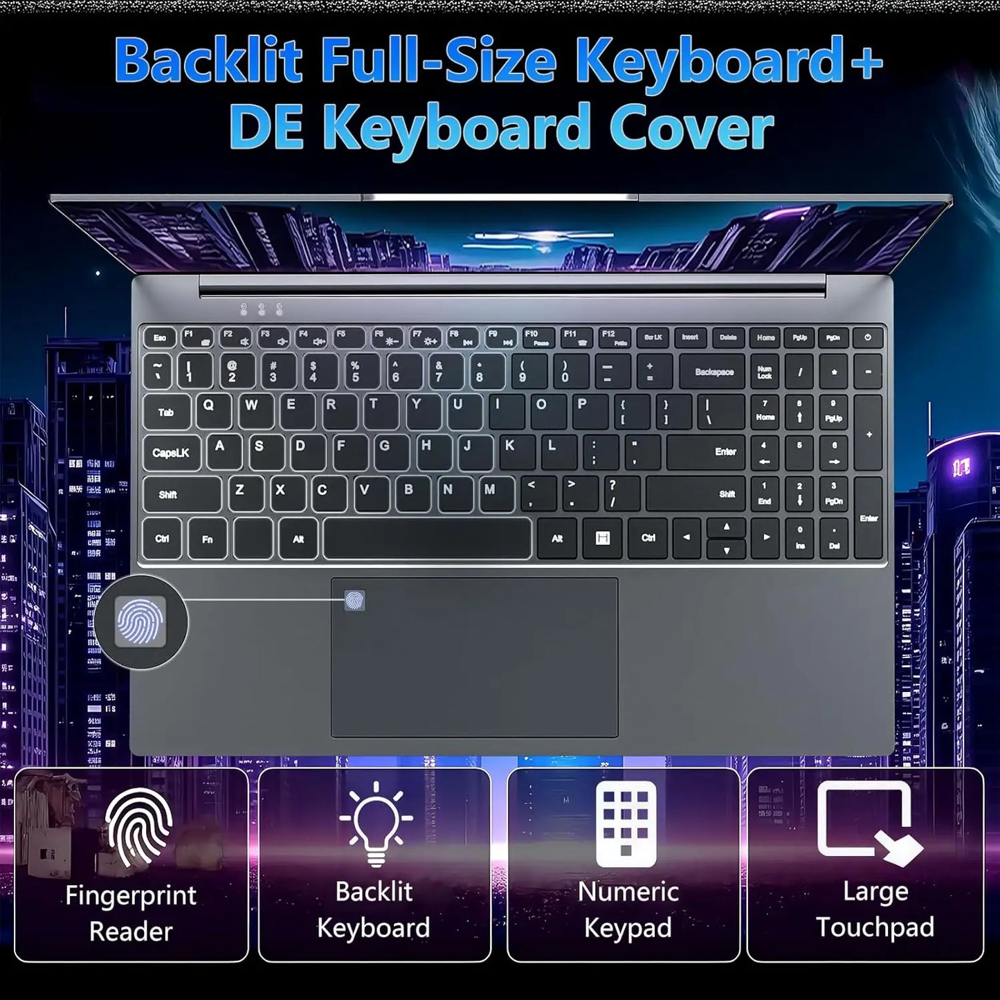 ACEKAMAS 15.6" intel Core i9 10980HK Fingerprint Laptop Notebook PC IPS 1920*1080 16GB RAM 1/2TB SSD Windows 11 Laptop PC Gamer