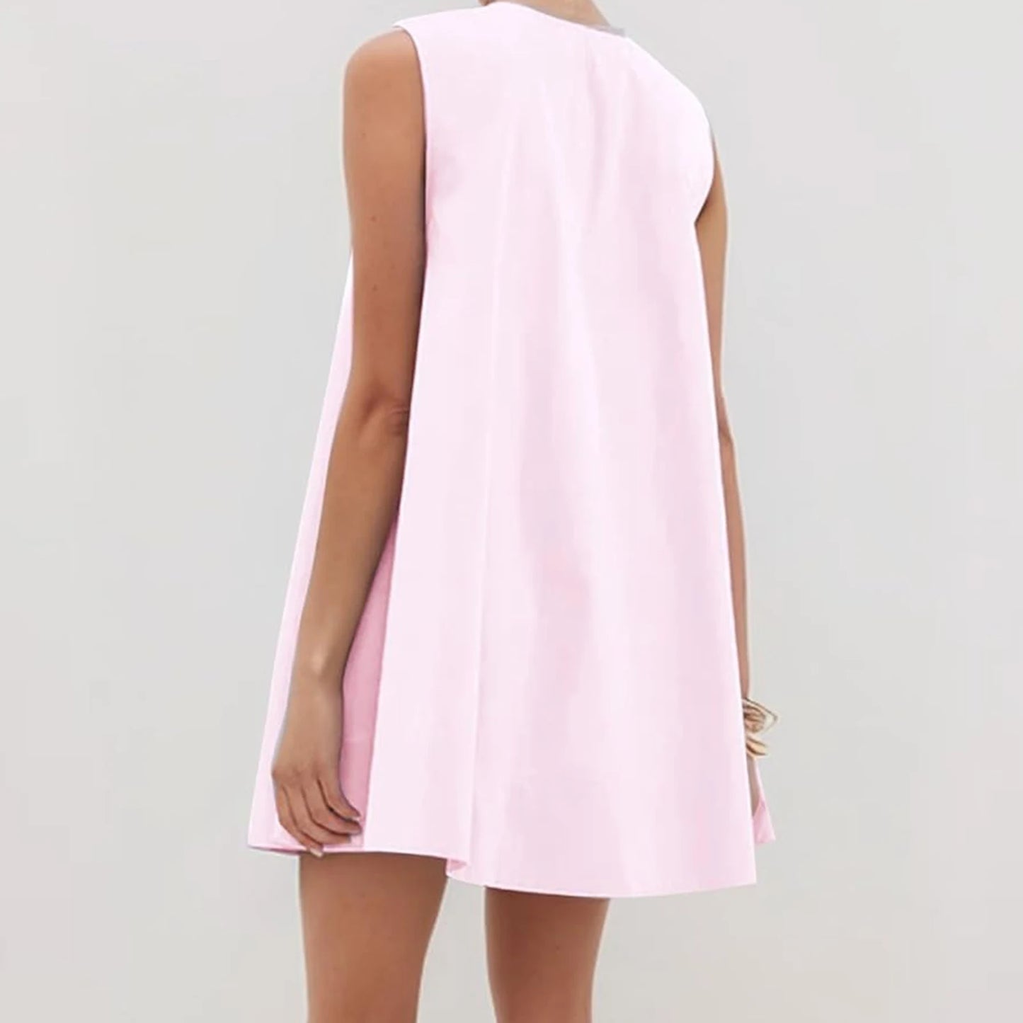 New Fashion Womens V Neck Tank Dress Sleeveless Solid Color Loose Beach Dresses With Pocket Club Street Style Hot Sale S-XL