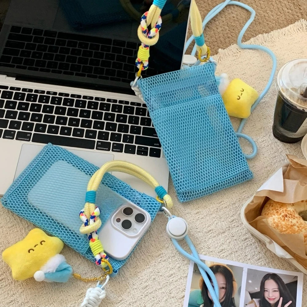 Women Handbags Female Summer Mesh Shoulder Bags Large Capacity Crossbody Bags Outdoor Beach for Women Portable Phone Purse