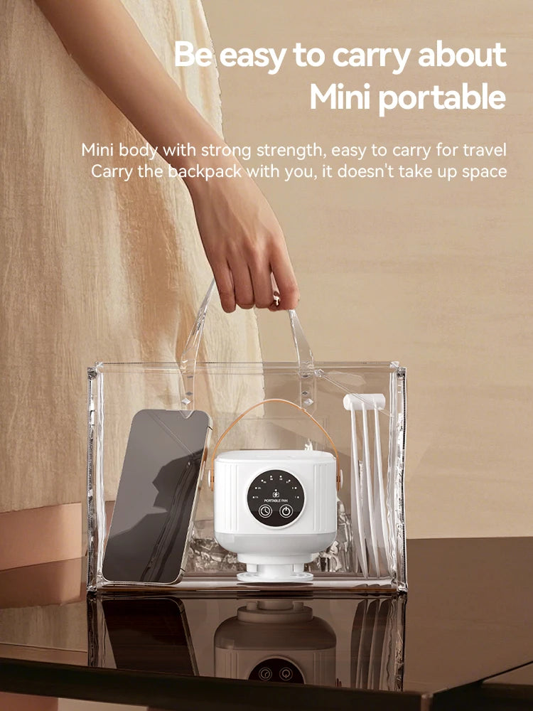 Mini Ceiling Fan, 4 Speeds, LED Screen, 3-Level Night Light, 4 Timers (1-8H), 3600mAh Battery, Remote, Quiet USB Fan for Camping