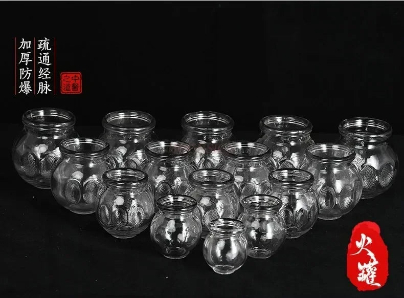 6/8/12pcs Thick Glass Cupping Beauty Can Chinese Traditional Healthcare Cupping Body Points Massage GuaSha Therapy gift fire rod