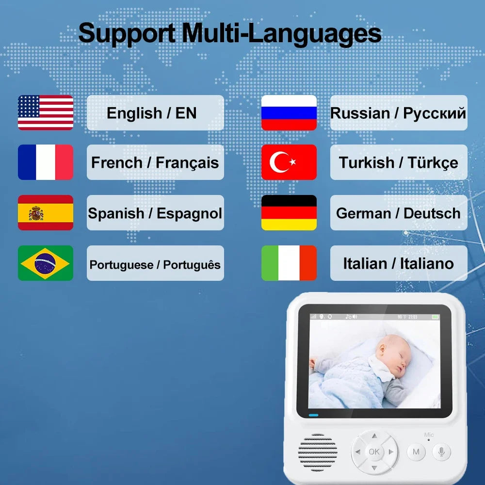 2.8 Inch Portable Video Baby Monitor Indoor 2.4G Wireless Monitor 2-way Audio Night Vision Surveillance Security Cam Babysitter