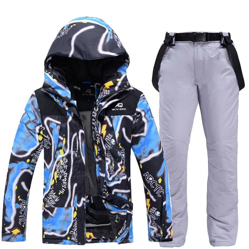 Winter Ski Suit for Men Outdoor Sports Warm Windproof Waterproof Snow Jackets Pants Male Ski Equipment Snowboard Jacket SK032
