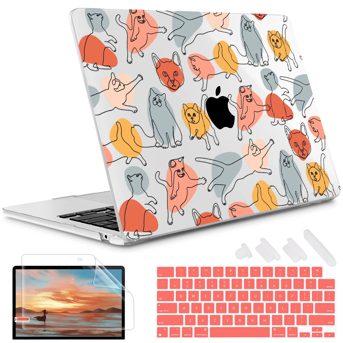 The Crown Cat Hard print case for MacBook 2025 M4 Air Pro 13 14 16 M2 2022 2023 A2681 A2779 A2780 Retina A1502 A2337 M1 A2289