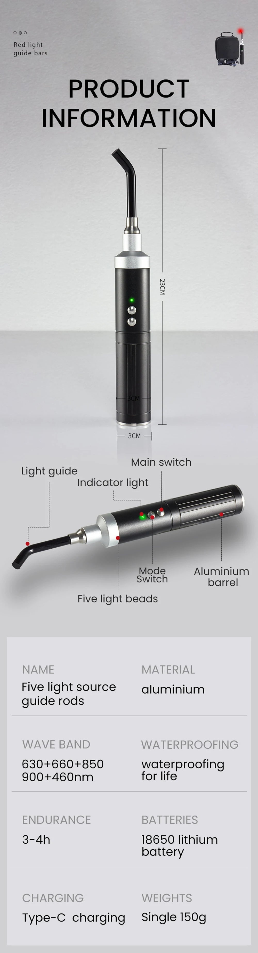 Red Lights Therapy Face Home Use Beauty Devices Cold Sore Canker Sore Treatment Infrared Light Therapy Wand For Body Pain Relief