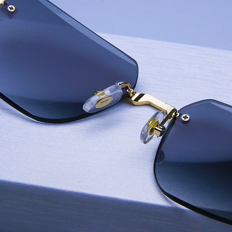 Rimless Sunglasses Rectangle Fashion Popular Women Men Shades New Square Sun Glasses For Female Male Summer Traveling Oculos