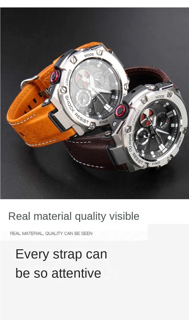 for Casio GST-S130/S110/S120/W130l/B100/W300 Strap Belt Genuine Leather Nylon Men's Watch Band Replacement bracelet Accessories