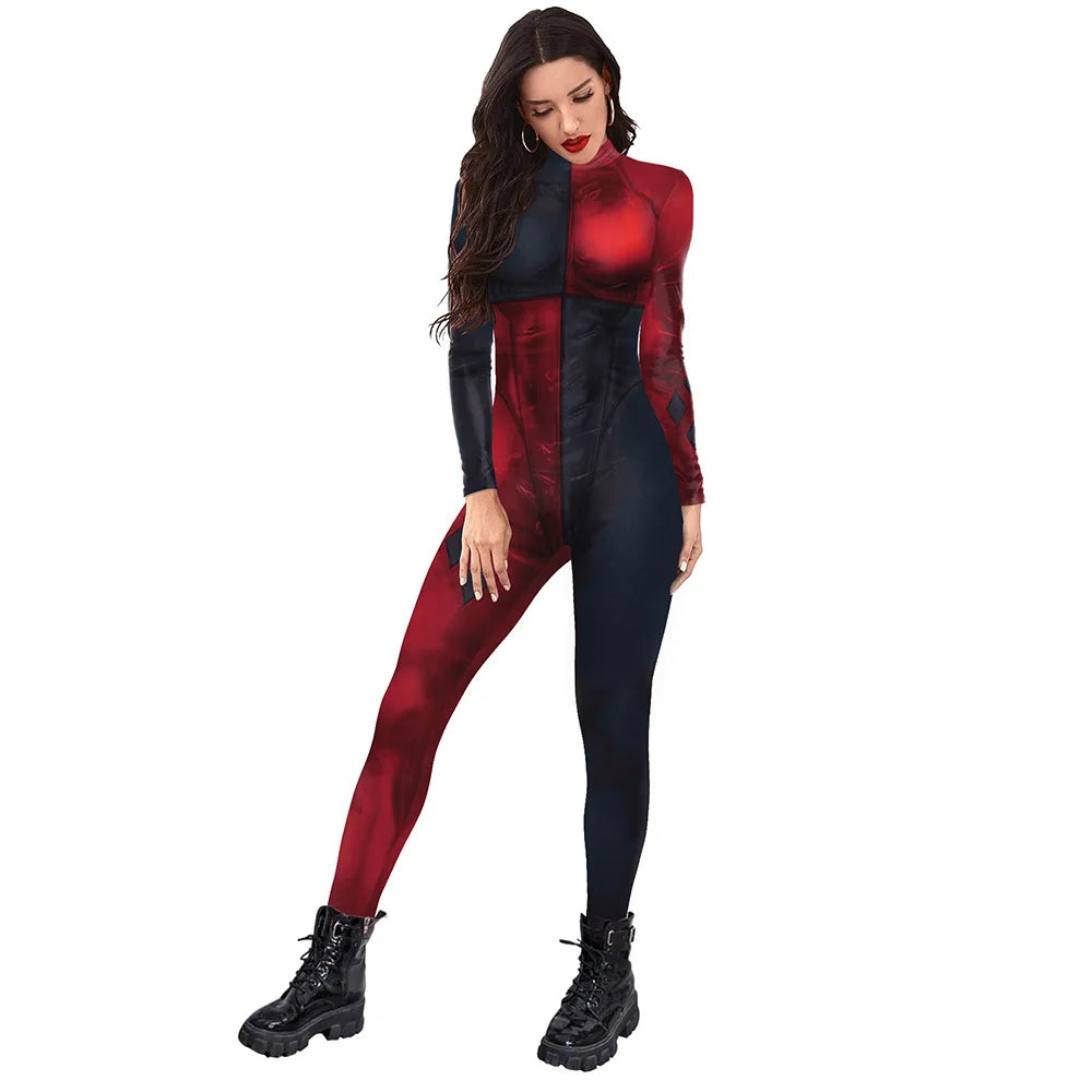 Halloween Costume For Women Cosplay Movie Role Print Jumpsuit Female Christmas Costumes Party Dresses Bobysuit Anime Mujer