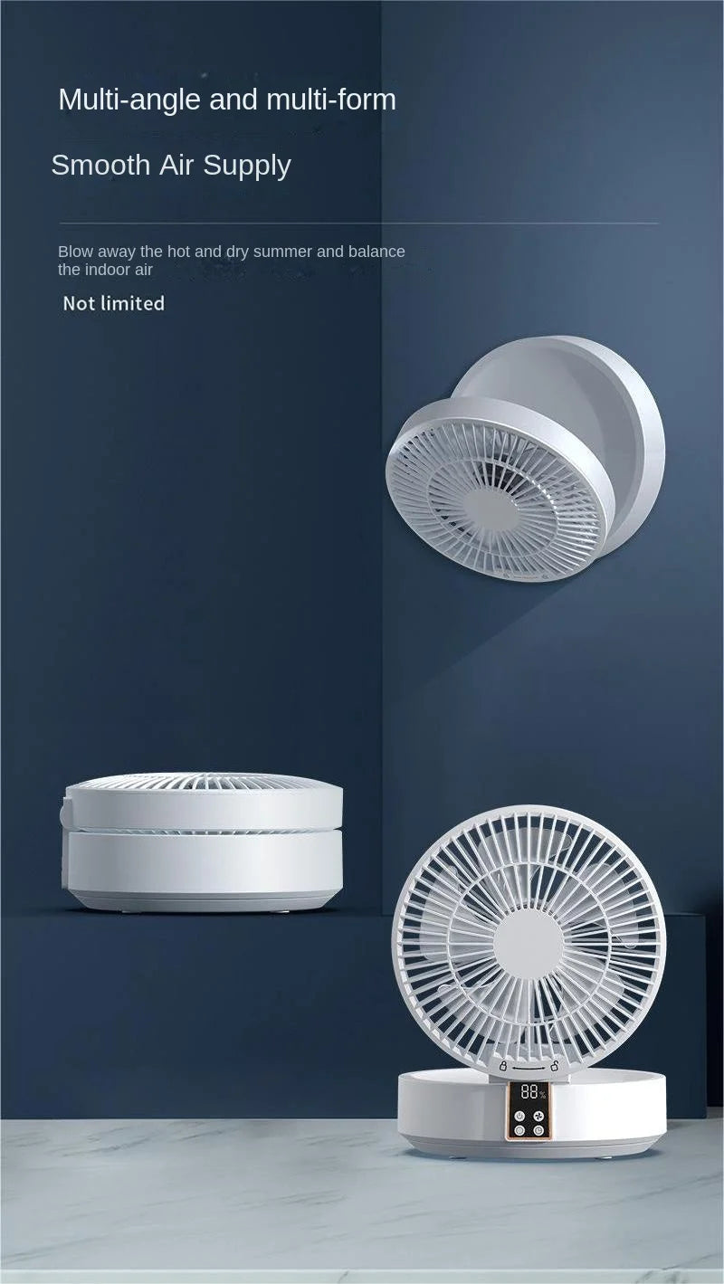 2023 New Fan With Remote Control Portable Wall-hanging Rechargeable Usb Electric Folding Fan Nightlight Air Cooler Household
