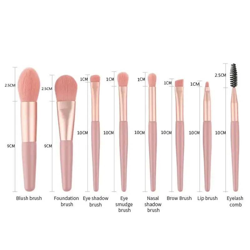 Portable 8Pcs Makeup Brush Set Soft Makeup Concealer Brush Blush Loose Powder Brush Eye Shadow Foundation Brush Beauty Tools