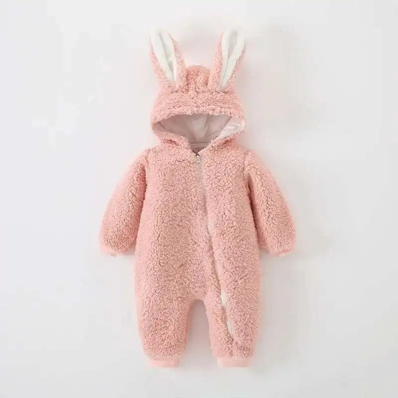 Newborn Baby Winter Warm Romper Girl Overall Polar Fleece Clothes Boys Jumpsuit Costume Infant Rabbit Pajamas Jacket 3-12 Month