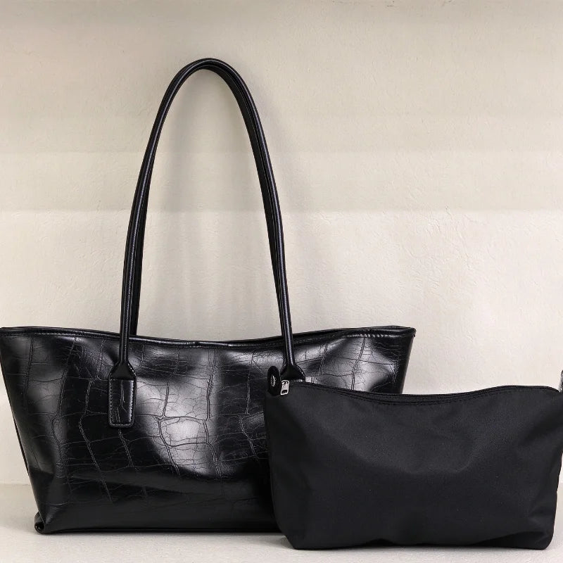 Luxury Vintage Crocodile-embossed Tote,women's Large-capacity Shoulder Handheld Bag,stylish Minimalist Casual Commuter Tote Bags