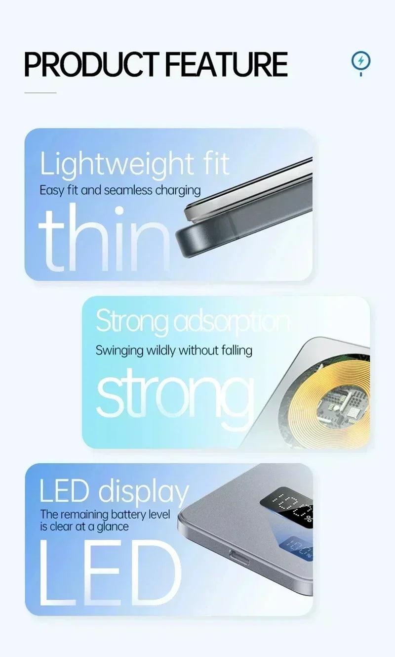Lenovo 500000mAh CCC Certified Magnetic Ultra Thin Wireless Portable Power Bank Super Fast Charging LED Display Pack For MagSafe