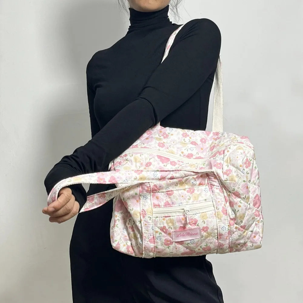 Korean Style Stroller Organizer Bags Flower Multi-pocket Floral Mummy Bag Portable Baby Care Storage Women Handbag Outdoor
