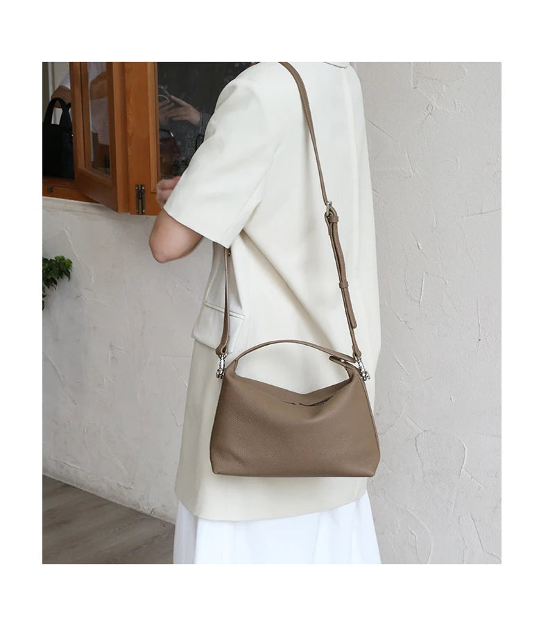2024 New Women's Bag Female Luxury Soft Genuine Leather Handbag Lady Fashion Daily Casual Shoulder Bag Girls Crossbody Messenger