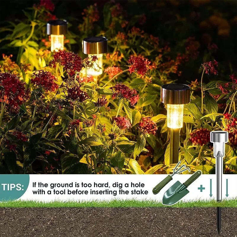 10Pack Solar Outdoor Lights Garden Lantern Solar Powered Lamp Waterproof Landscape Lighting Pathway Yard Lawn Garden Decoration