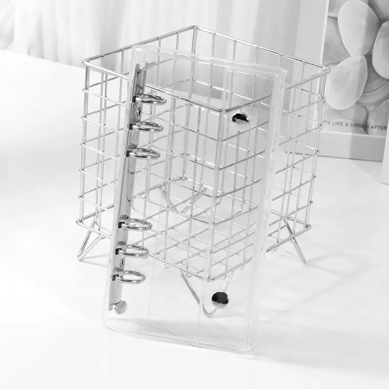 A6 6-Hole Narrow Half Laser Full Sky Star PVC Double Buckle Flip Cover Three Fold Loose Leaf Notebook Detachable Cover