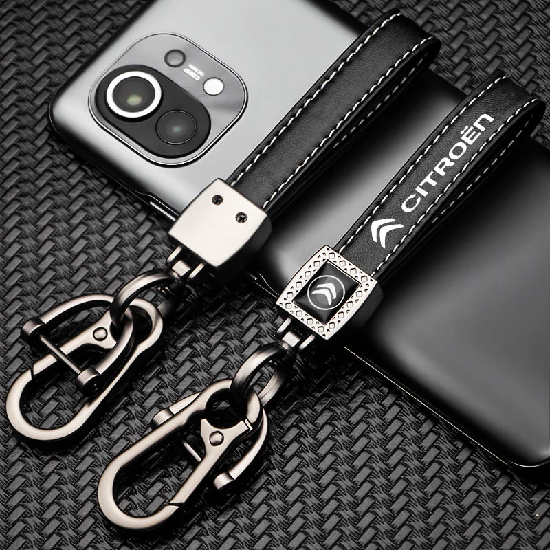 Alloy Leather Car Key Rings Holder Lanyard for Citroen DS C3 C4 Picasso Aircross C5 Aircross Elysee Berlingo Xsara Accessories