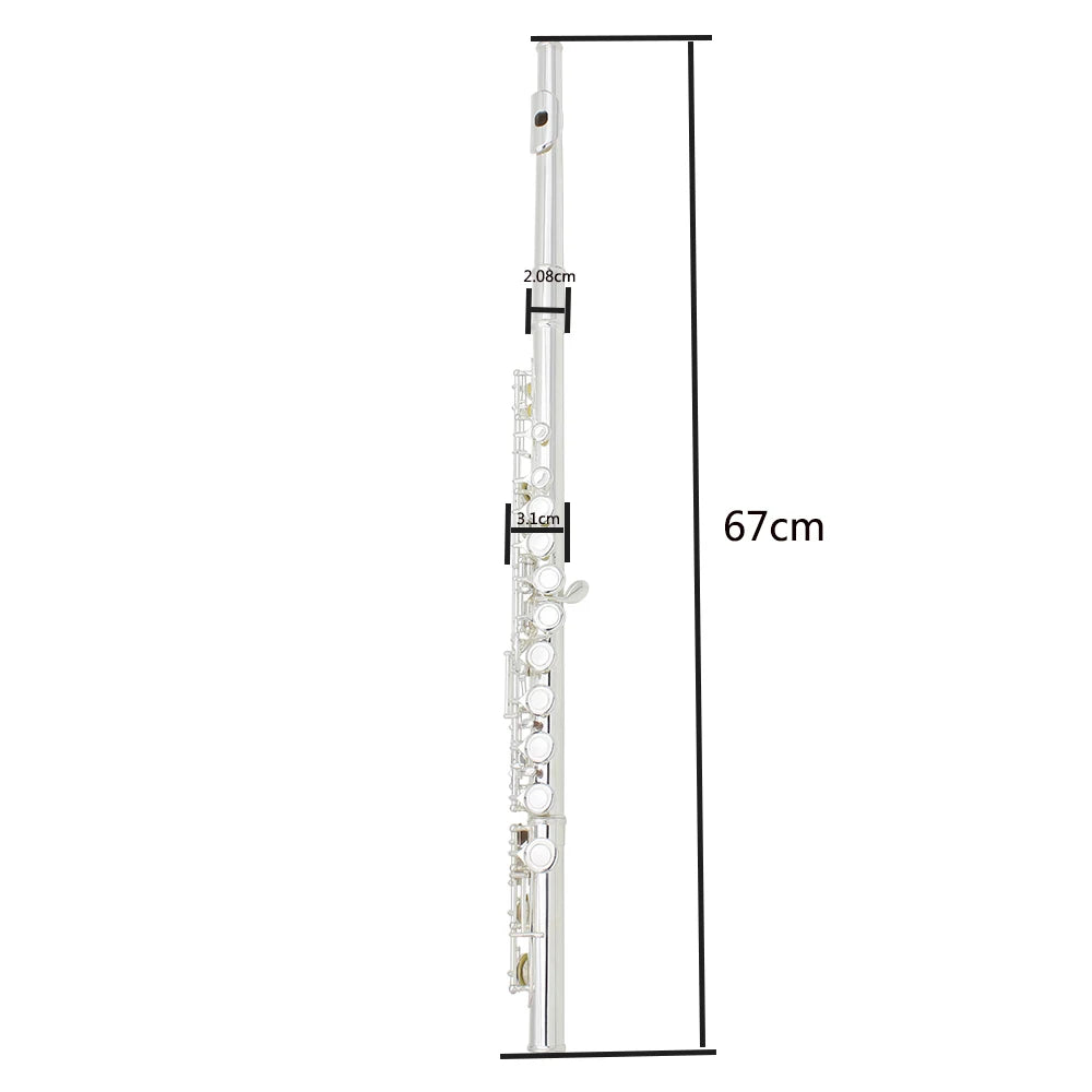 SLADE 16 Closed Open Holes C Key Professional Transverse Flute Concert Musical Instrument with Box Cleaning Cloth Stick Gloves