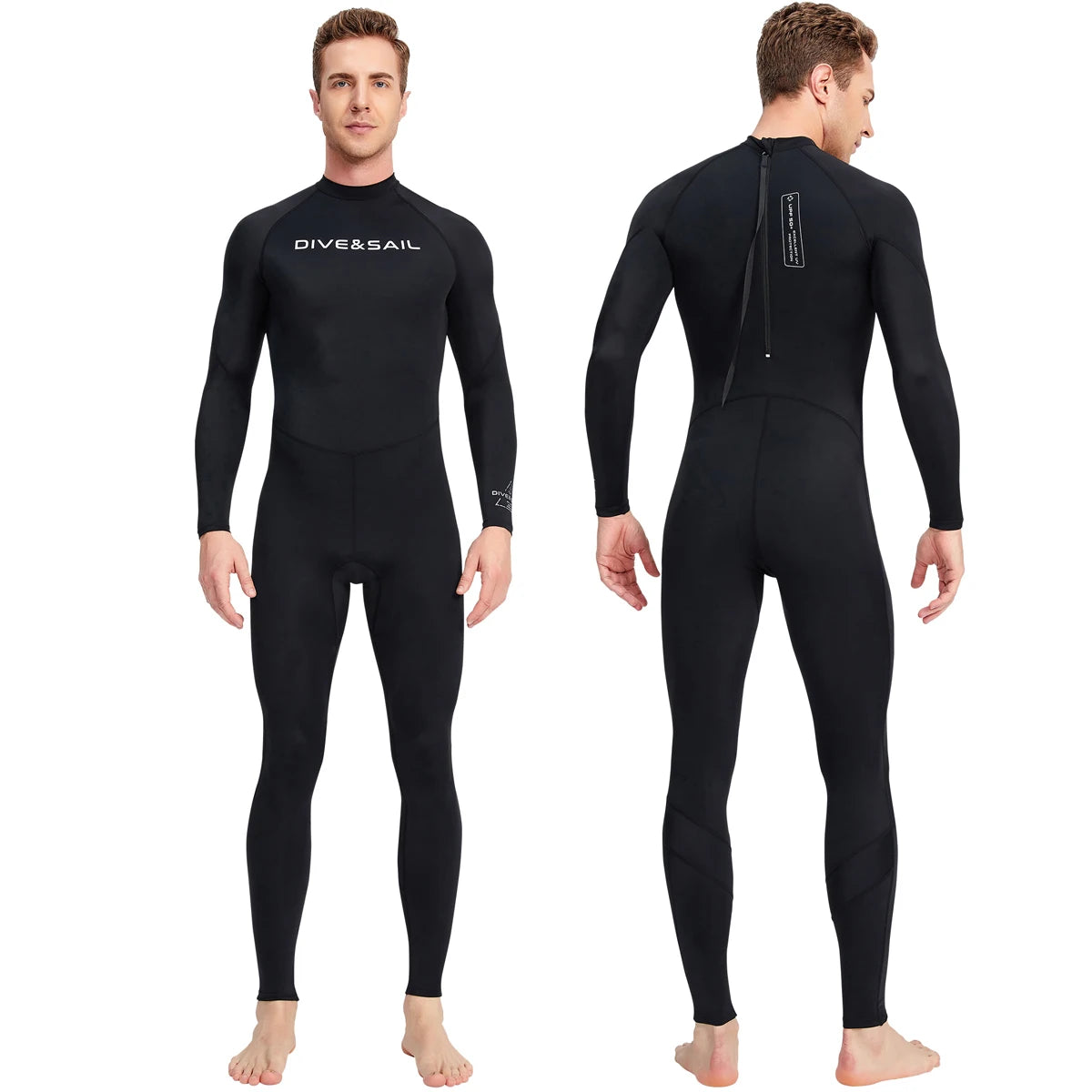 Summer Men's Long-sleeved One-piece Swimsuit Lightweight Breathable Beach Surfing Swimming Sunscreen Quick-drying Clothesdropshi