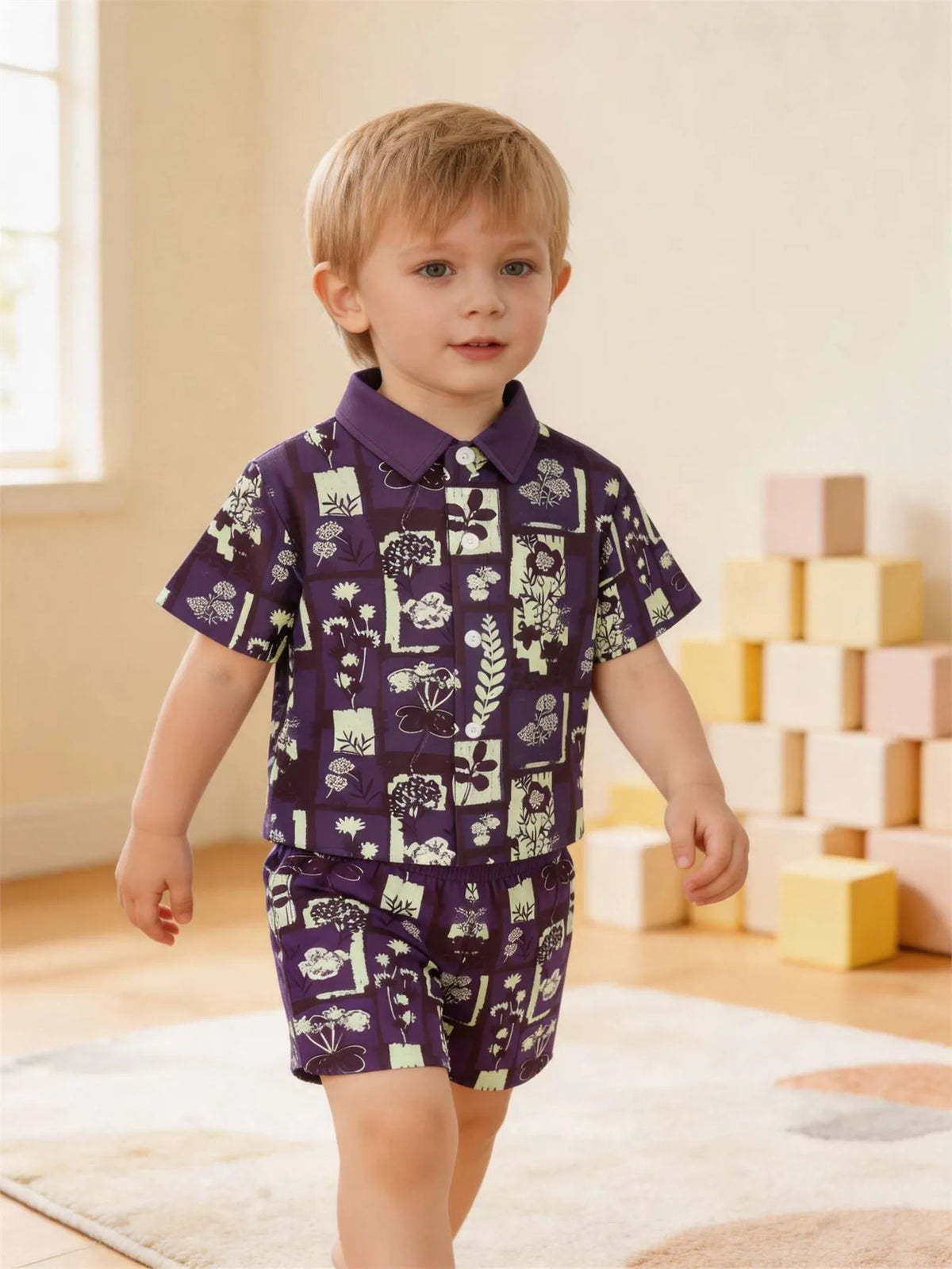 Baby boy shirt short sleeved shorts set summer style breathable, sweat absorbing, quick drying fabric comfortable and versatile