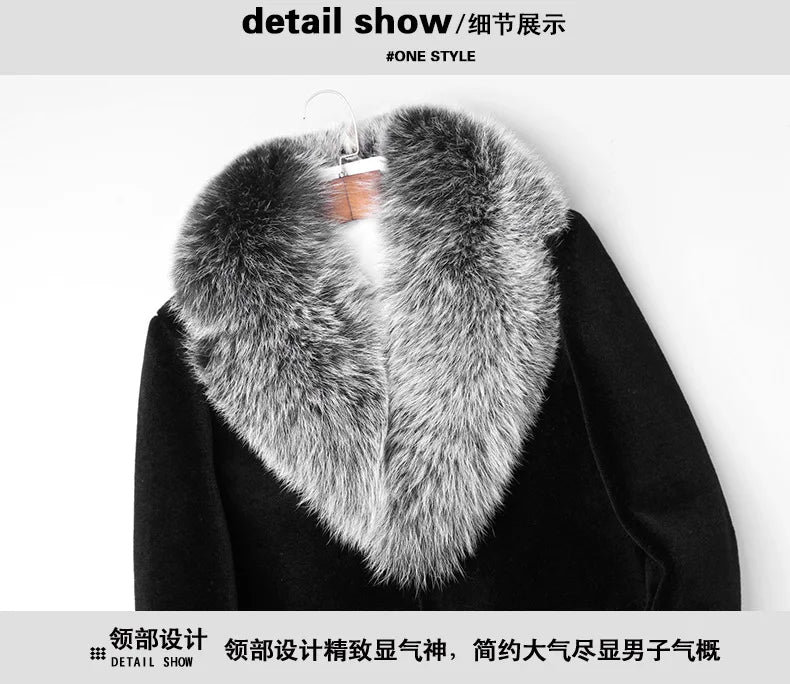 2024  Men's Imitation Fur Liner Winter Warm New Fur One-piece Coat Imitation Mink Fleece Mid-length Fur Coat  Men Jacket