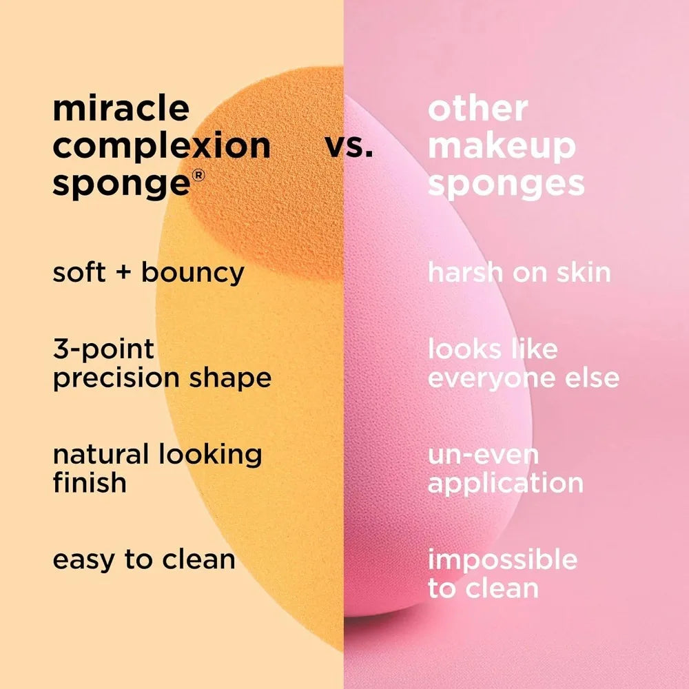Real Techniques Complexion Sponge Makeup Blender Liquid and Cream Foundation Streak-Free Professional Makeup Tool Free 4 Count