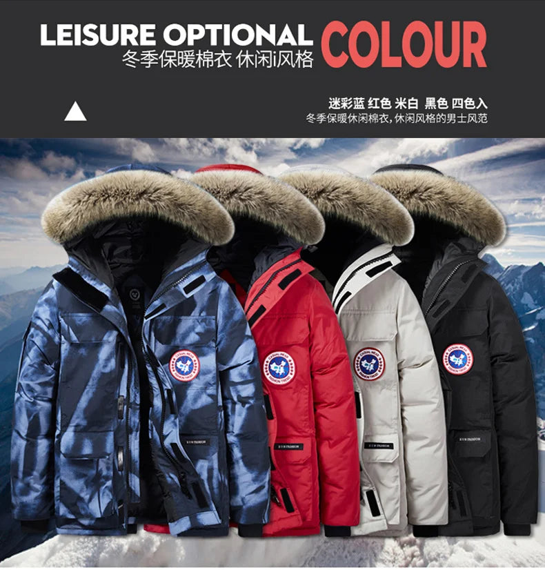 -30 C FIT Plus Thick Velvet Down & Parka coat 6XL 7XL 8XL  winter jacket men waterproof windproof chaquetas hombre