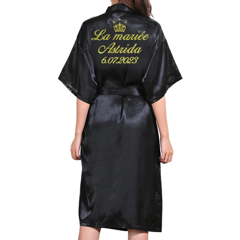 Customized Logo Bride Robe Wedding Bridesmaid Gift for Bridal Party Emulation Silk Soft Dress Home Bathrobe For Birthday Kimono