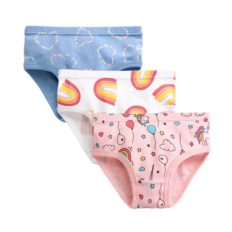 Kids Underwear Girls Sweet Cotton Breathable Panties Children Soft Non-Stringy Briefs Short Underpants 4-8Y