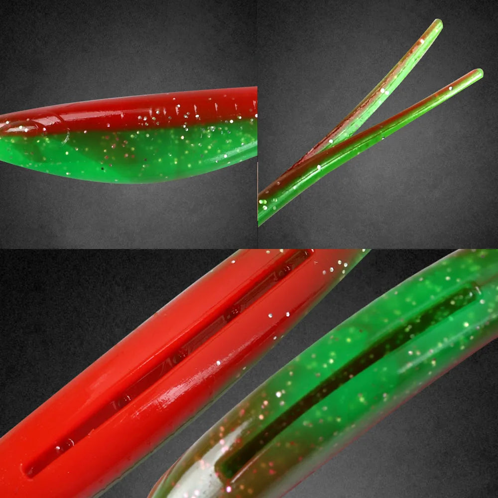 JOHNCOO 3pcs Floating Drop Shotting Soft Bait Fishing Lure 180mm V-shape Split Tail Swimbait Worm Topwater 18g