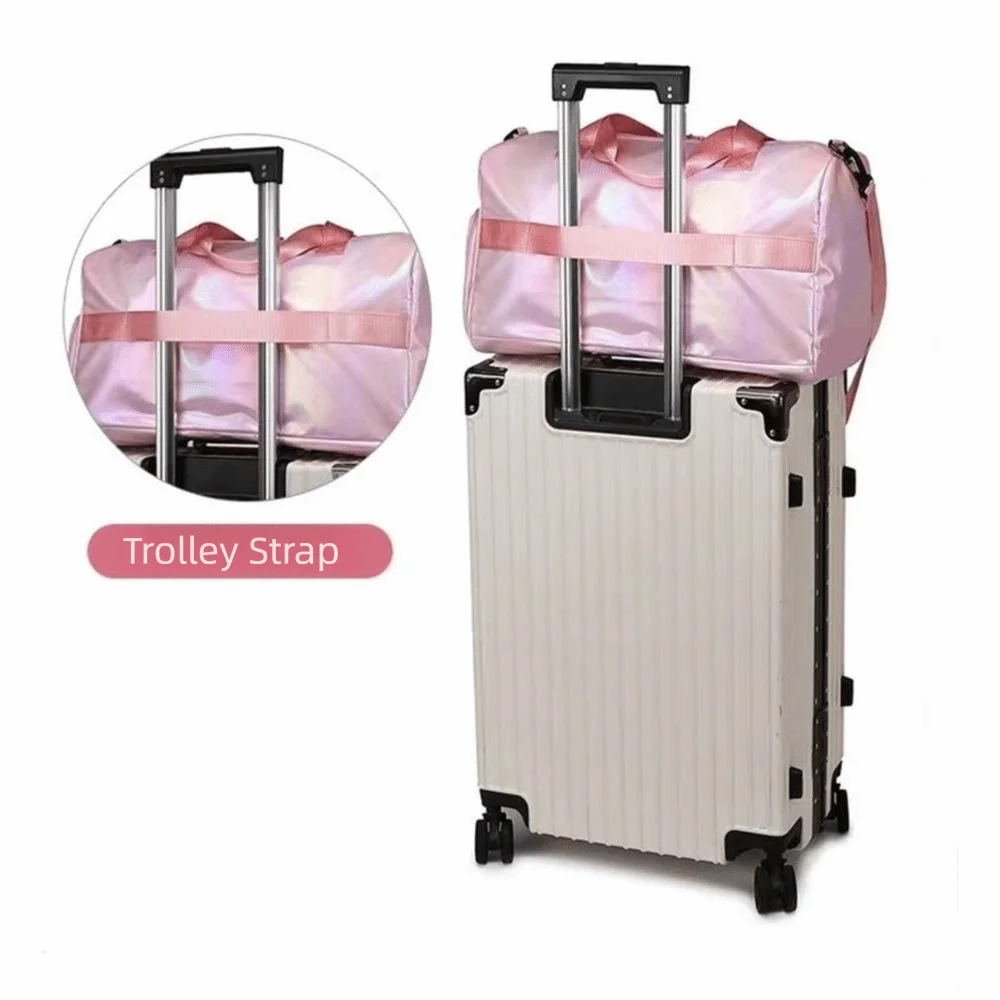 Pearl Glossy Gym Bag Wet Dry Separation Large Capacity Travel Luggage Bag Carry-On Waterproof Weekender Gym Tote Sports