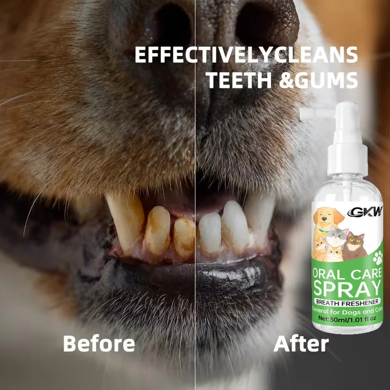 Pet Dental Spray, No Brushing Needed, Cleans Teeth, Freshens Breath, for Cats & Dogs All Breeds, Safe Formula, Daily Dental Care