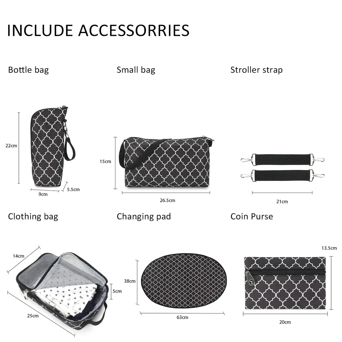 Women Shoulder Bag Travel 7 Pcs/Set Baby Diaper Bags Go Out Large Capacity Newborn Nappy  Bag with Changing Pad Multi-functional