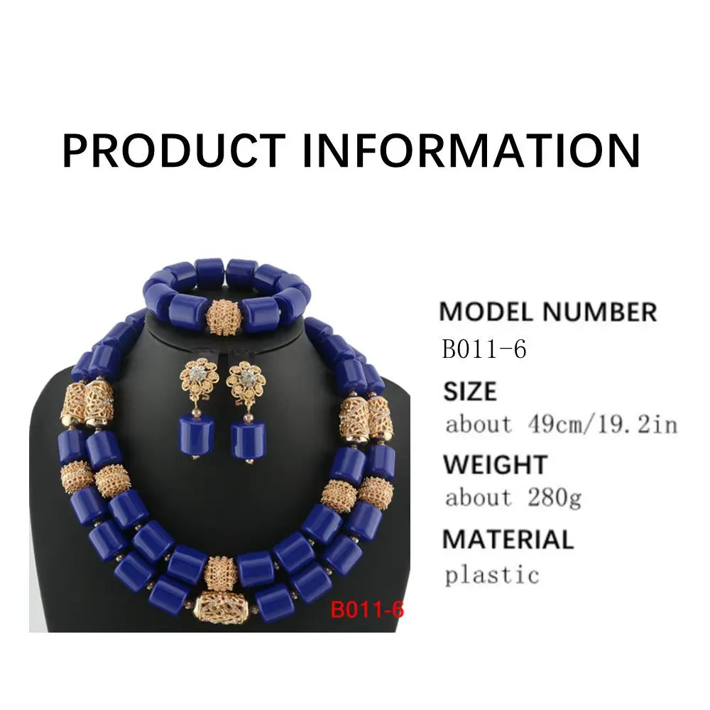 High Quality 2 Layers Artificial Coral Bead African Wedding Jewelry Set Women Necklace Nigeria Bride Party Gift