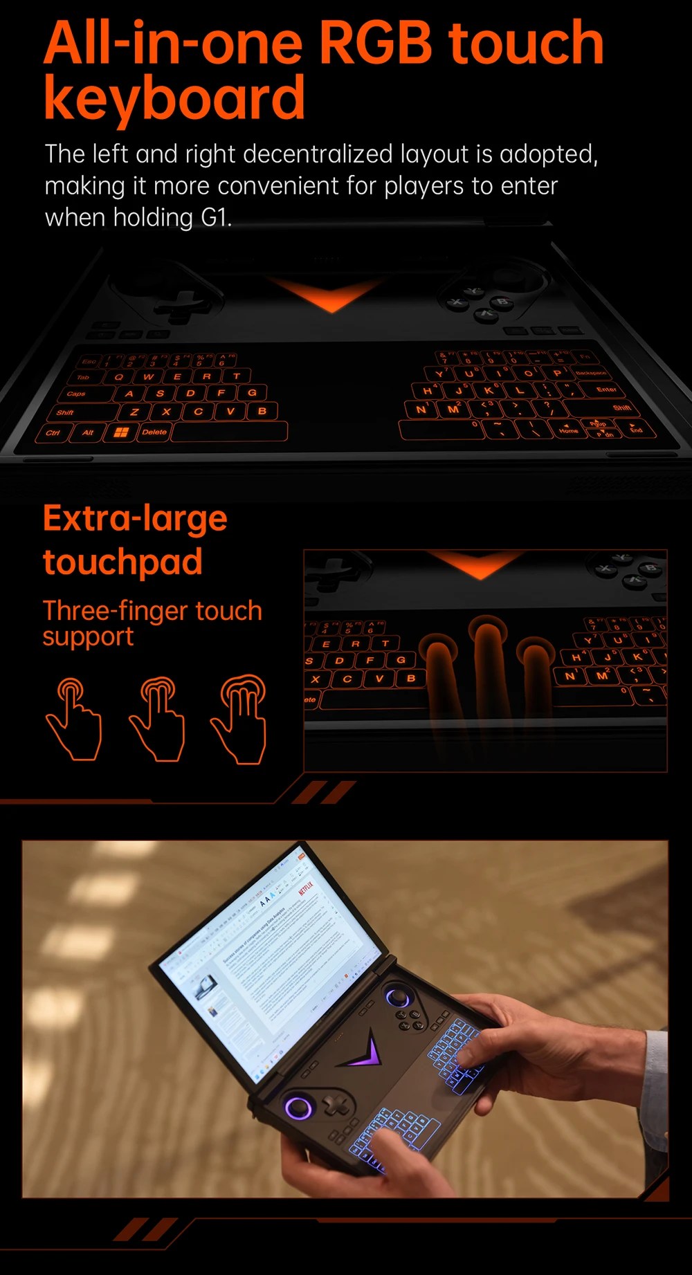 OneXPlayer G1 Gaming Laptop AMD Ryzen AI 9 HX 370 &amp; Intel Core Ultra 7 255H Portable 8.8 Inch 144Hz Dual-Mode Keyboard Computer