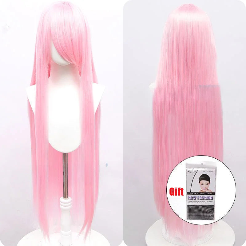Snoya 100cm synthetic long straight cosplay wig with bangs Heat Resistant hair Anime pink blonde red purple women wig