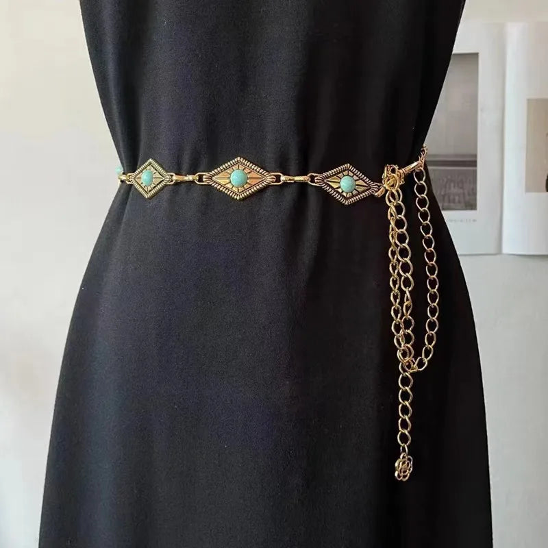 Fashion Retro Metal Accessories Fedora Belt Accessories Men Women Hats Straw Hat Accessories Belt Chain Decoration