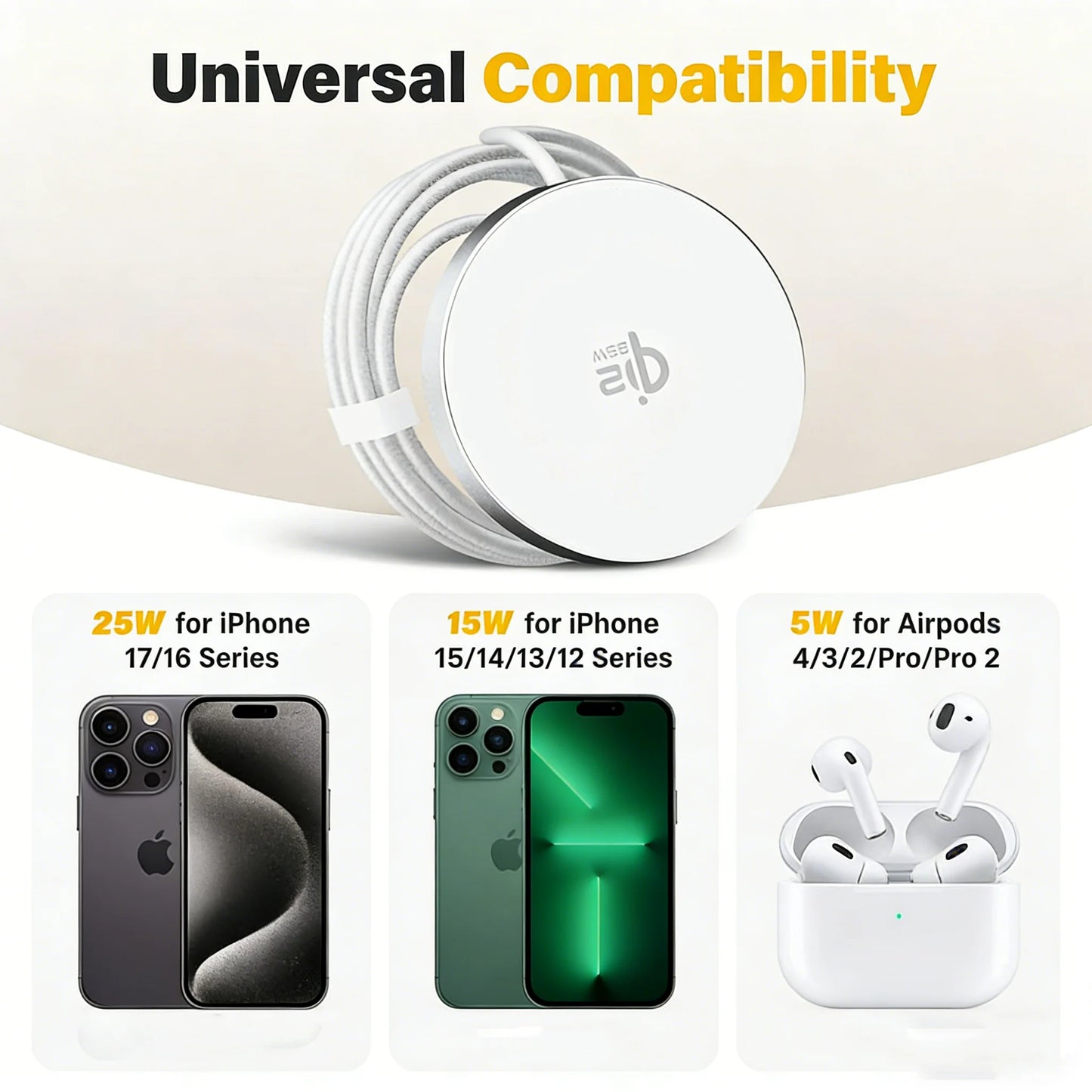 TIMESS QI2 25W Fast Wireless Charger For IPhone 17 16 15 14 13 12PRO MAX For Airpods 4 3 2 Pro 2-IN-1 Charging Station Stand Pad