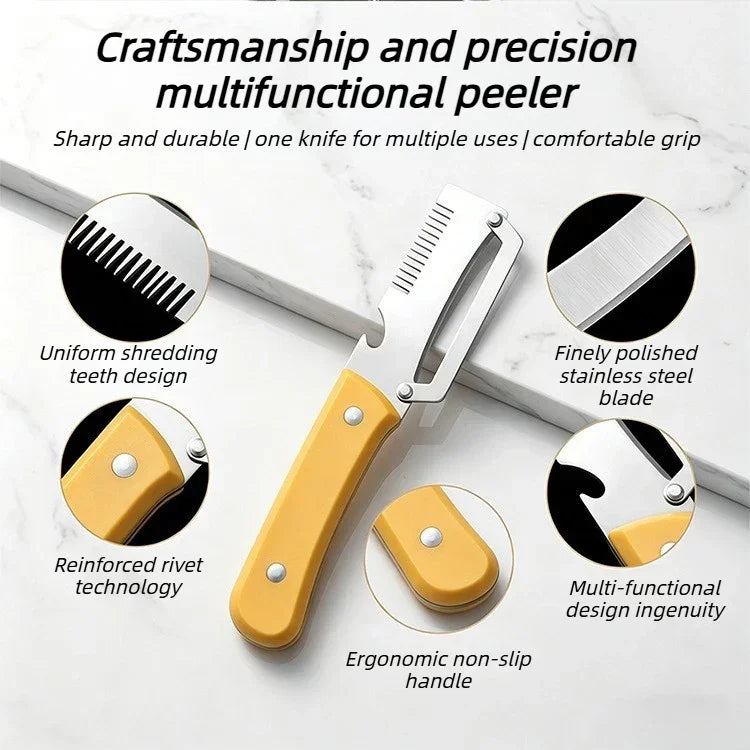 Stainless Steel Vegetable Peeler Multifunction Fruit Slicer Shredder Kitchen Cutter Tool for Potato Carrot Cucumber Use