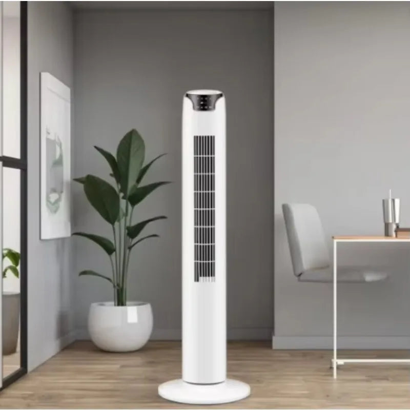 Electric Tower Fan Leafless Blades Remote Control US Plastic Household Floor Fan Box Installation Air Cooling Feature